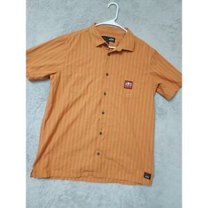 Billabong Shirt Mens Large The Simpsons Duff Beer Striped Short Sleeve Orange